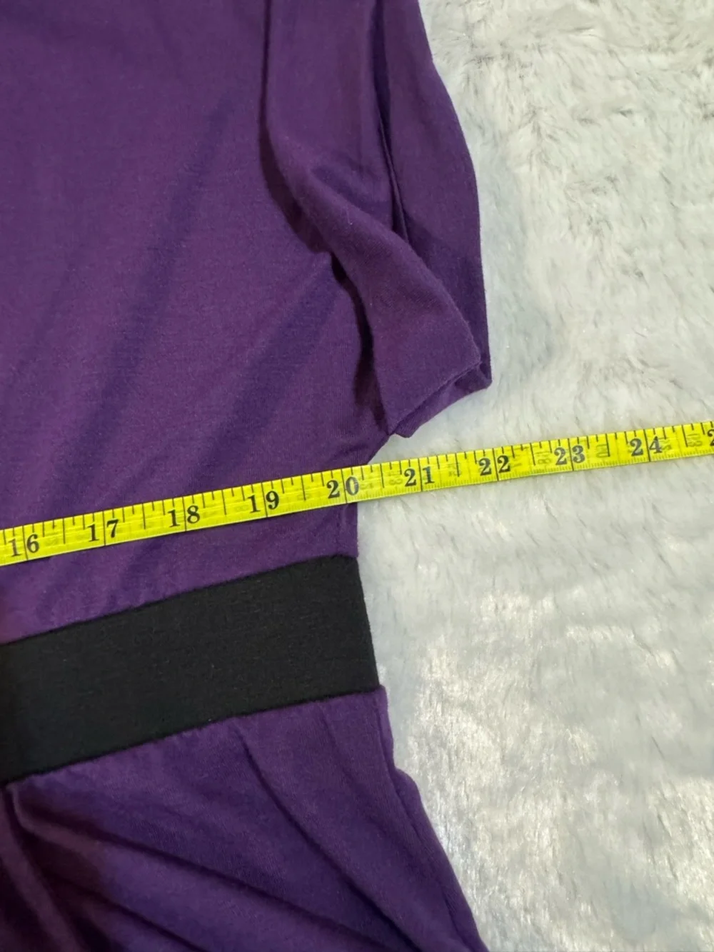 Women's Purple Elastic-Waist Tunic Top with Scoop Neck - Picture 6 of 8